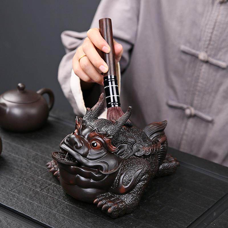 手工大号紫陶金蟾茶宠摆件精品可养茶玩茶桌茶盘蟾蜍装饰茶具配件
