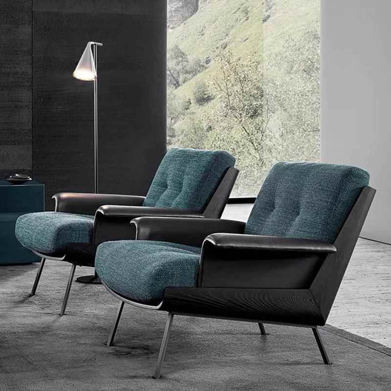 意式轻奢棉麻沙发办公大厅卡座区休闲商务洽谈办公沙发接待休息椅