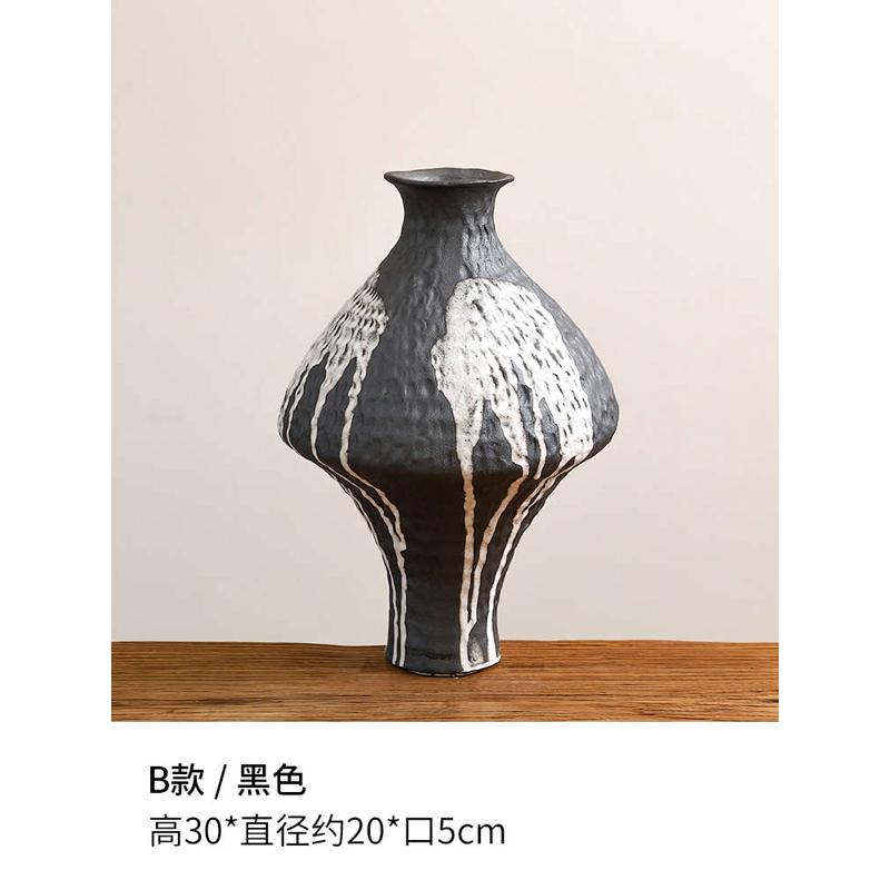 花瓶日式插花摆件复古客厅寂茶室禅意艺术陶瓷玄关民中式宿新侘风