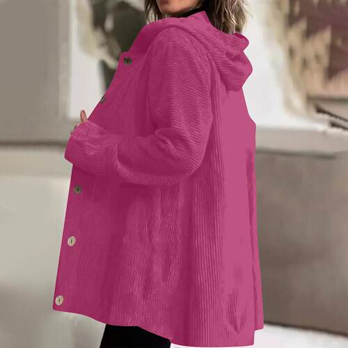 Women's hooded women's corduroy cardigan jacket