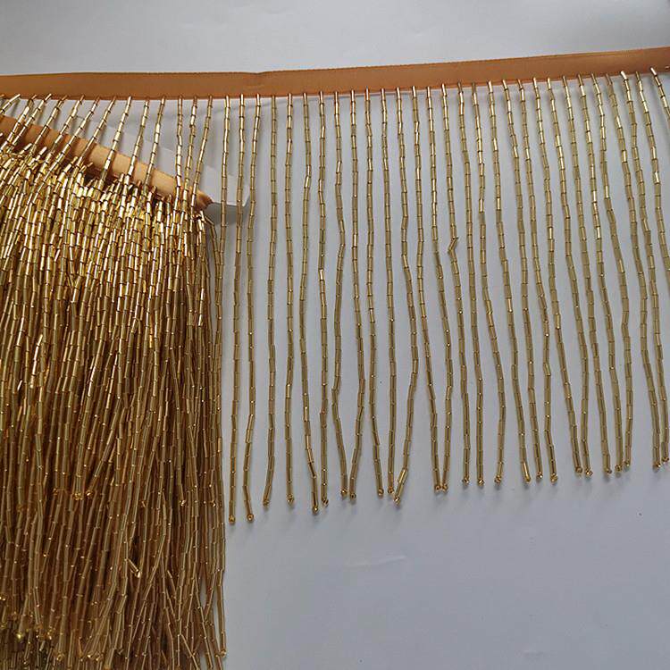 织带手工吊珠15公分长管珠流苏花边DIY服装辅料舞台妆舞蹈服配饰
