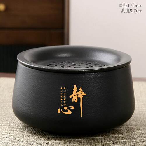 建水陶瓷茶渣缸茶洗带盖子配件茶杯收纳碗功夫茶具大水孟废水桶家