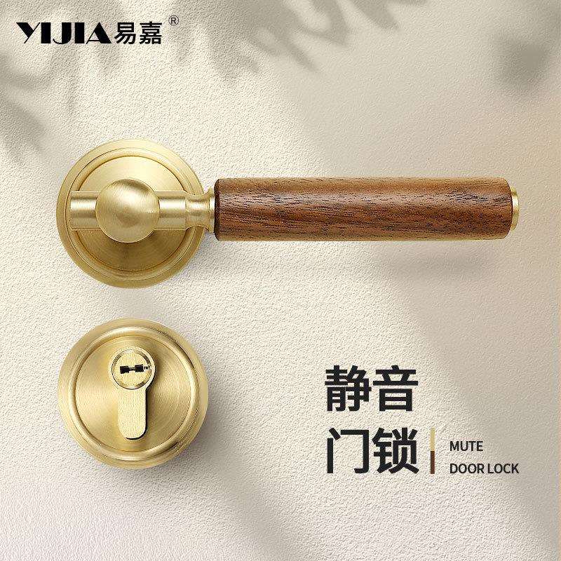 金色分体室内卧室房间法式门把手复古磁吸静音美式房门门锁家用
