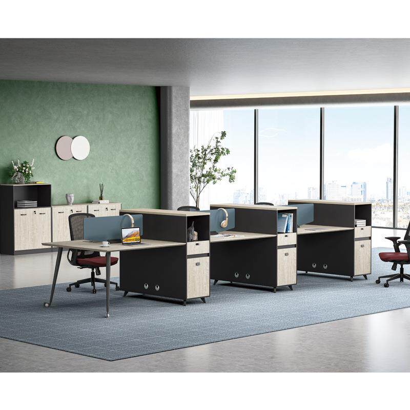 博卡勒6人位办公室桌子 员工卡位隔断电脑桌板式职员办公桌椅组合