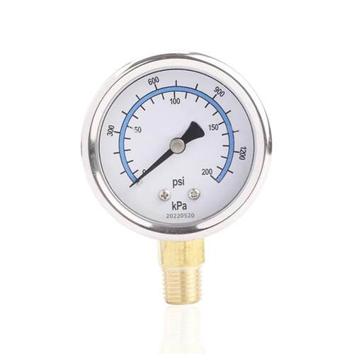 不锈钢压力表径向立装YB40/0~200psi/0~1400kPa半钢压力表工厂销