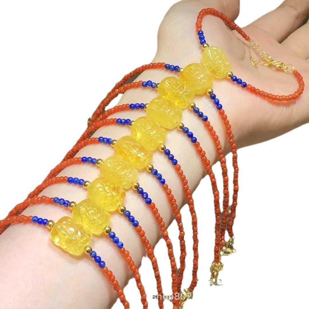 天然南红玛瑙珠链搭配平安扣原创搭配款吊坠锁骨链 女款南红饰品