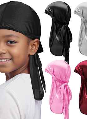 海盗帽子儿童街舞头巾Hiphop西海岸篮球运动吸汗durag头巾长尾帽