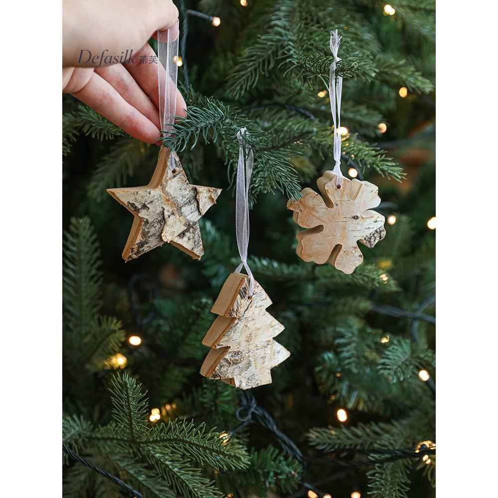新品圣诞节装饰品木质挂件创意加厚木片圣诞树挂饰礼品道具工艺品