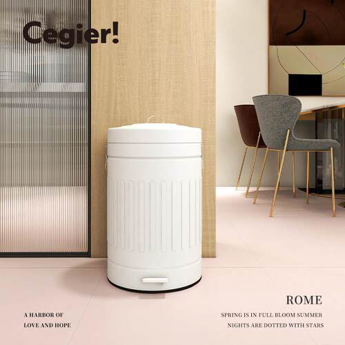 Cegier.垃圾桶家用化妆室欧式简约轻奢不锈钢覆古脚踏缓降客厅