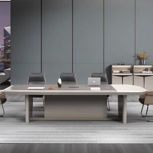 轻奢大型烤漆桌长桌椅简约现代会会室办HYZ3183公桌椅组合洽谈议