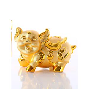 可爱的金色储蓄罐大中型陶瓷饰品开启婚礼创意礼物带来财富和宝藏