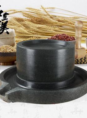 天然青石老磨盘手工米粉机手摇豆浆机小石磨家用精品17*27无木架