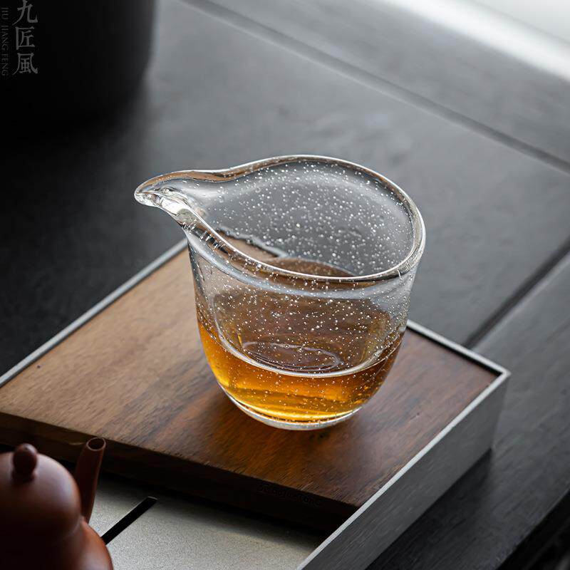 日式气泡公道杯耐热玻璃加厚茶海单个公杯分茶器功夫茶具