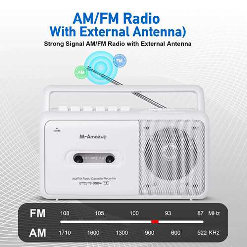 便携外放磁带机Boombox，带USB,AM和FM立体声复古卡带机