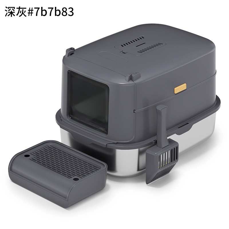 全封闭不锈钢猫砂盆大号防臭超大猫厕所封闭式猫沙盆宠物用品批发
