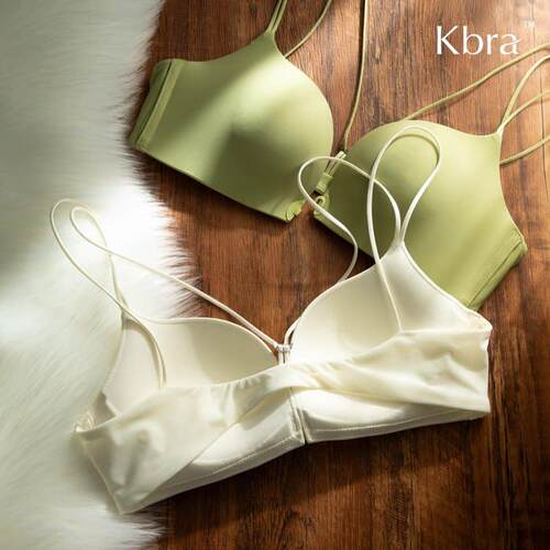 Kbra细肩带前扣美背内衣女无痕小胸聚拢收副乳夏季薄款无痕文胸罩
