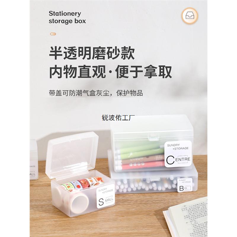 日式卡片收纳盒透明桌面名片杂物带盖储物盒子塑料卡片办公整理盒