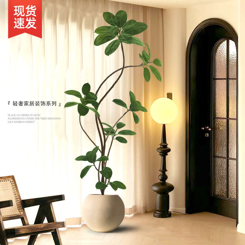 大型客厅落地摆件室内沙发电视柜旁边假植物黑金刚橡皮树仿真绿植
