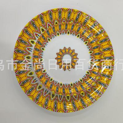 Melamine凤尾花圆形盘塑料小吃凉菜盘子仿瓷椭圆形鱼盘大排档饭店