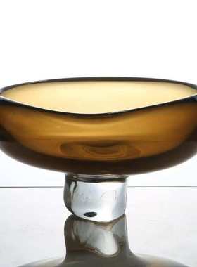 现代轻奢样板房客厅餐厅装饰摆件家居饰品纯手工水晶玻璃果盘花瓶