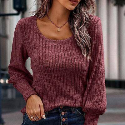 New Style Button Decorated Round Neck Long Sleeve Knitted