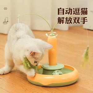 宠物玩具电动猫玩具旋转逗猫棒飞舞羽毛人宠互动玩具亚马逊