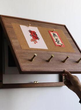 电表箱装饰画配电箱遮挡玄关电闸壁挂实木衣帽架黄铜挂钩软木盖板