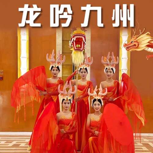 龙吟九州鱼跃龙门仙气流苏带纱幔古风舞蹈伞舞龙活动道具伞古风伞