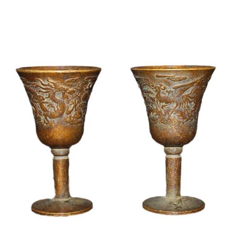 仿古龙凤酒杯一对家居酒柜装饰工艺品摆件高脚龙凤杯,特色手工艺,其他特色工艺品,淘宝优惠券,粉丝福利购,淘宝优惠卷