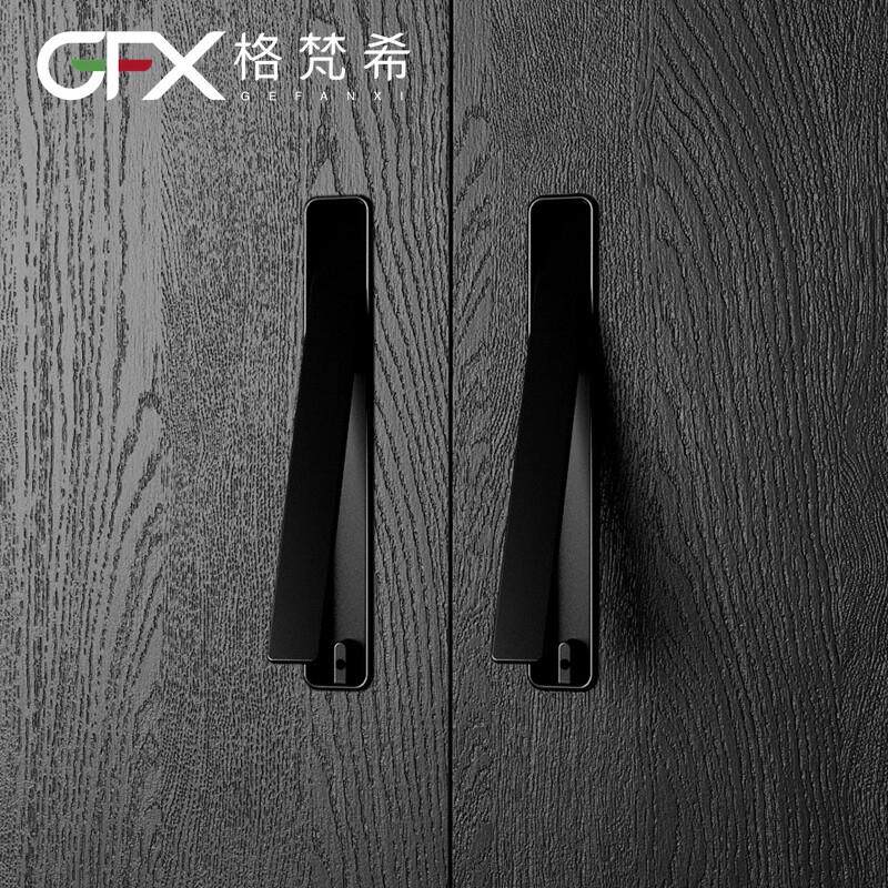 竖翻盖暗拉手黑灰白色现代简约厨衣柜门整体橱柜推拉移门抽屉挖槽