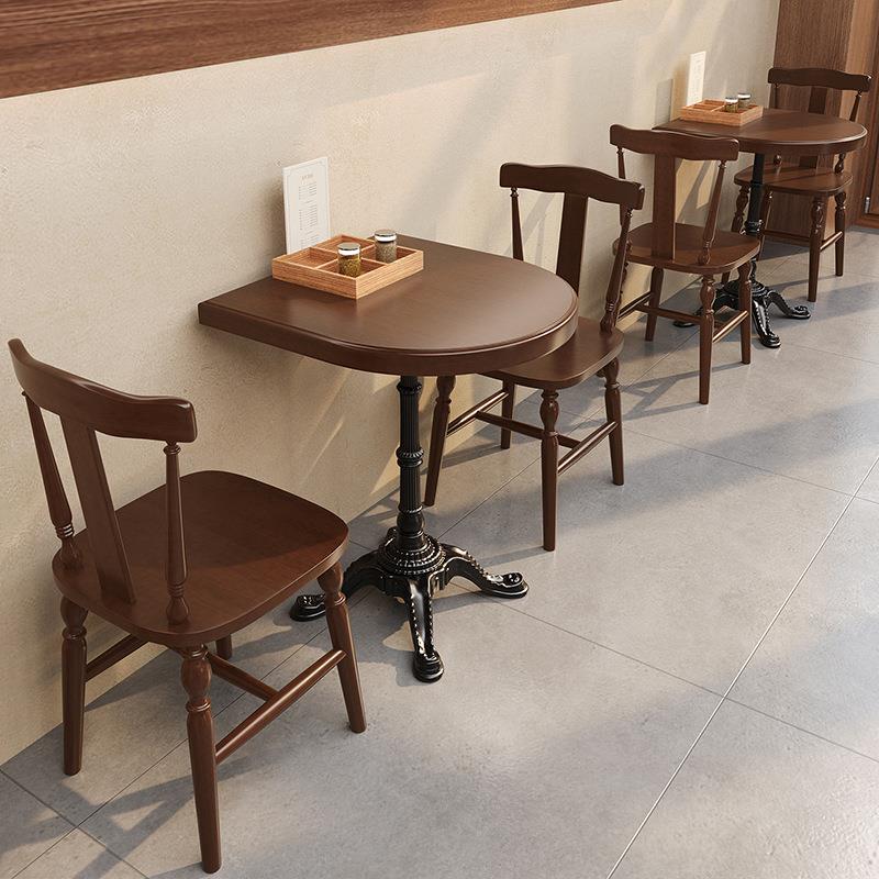 商用餐厅奶茶店桌椅组合洽谈美式复古咖啡厅西餐厅实木餐桌餐椅子
