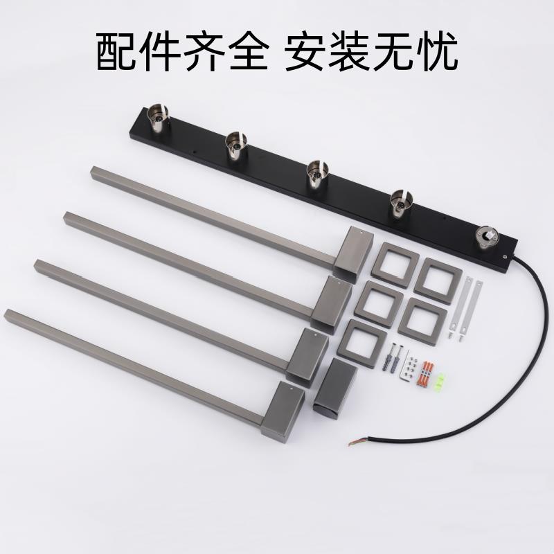 枪灰色暗装电热毛巾架隐藏入墙式加热烘干浴室智能数显极简浴巾架