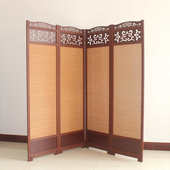 7W新中式 屏风隔断客厅实木竹藤雕花折叠移动办公室装 饰简约遮挡玄