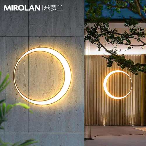 户外太阳能壁灯花园庭院灯别墅外墙壁灯现代月亮灯阳台室外壁灯