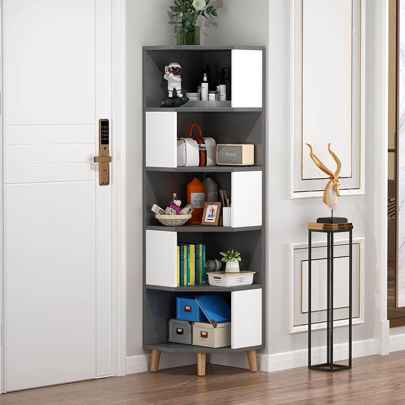 7K墙角三角置物架轻奢转拐角柜落地书架实木客厅现代简约转角储物