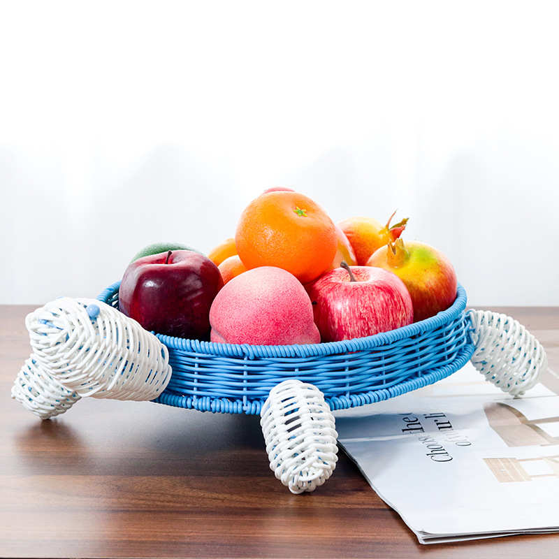 新款卡通动物乌龟藤编收纳篮零食点心篮钥匙桌面卧室收纳篮收纳框