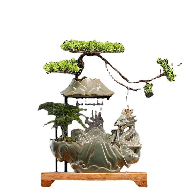 流水摆件创意龙办公室桌面客厅家居装饰循环水开业乔迁招财礼品
