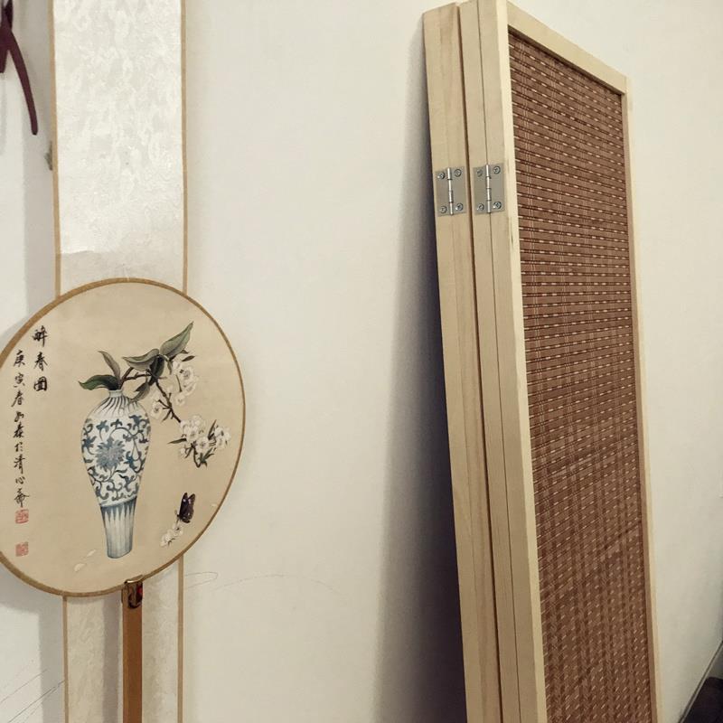 屏风隔断折屏日式关015玄餐厅间隔折屏阳台屏风竹编木室内客质基