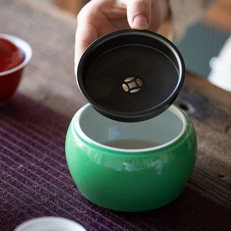 绿地茶渣缸家用简约茶洗带盖复古水盂茶盂功夫茶具配件废水茶渣桶,餐饮具,茶具礼盒,淘宝优惠券,粉丝福利购,淘宝优惠卷