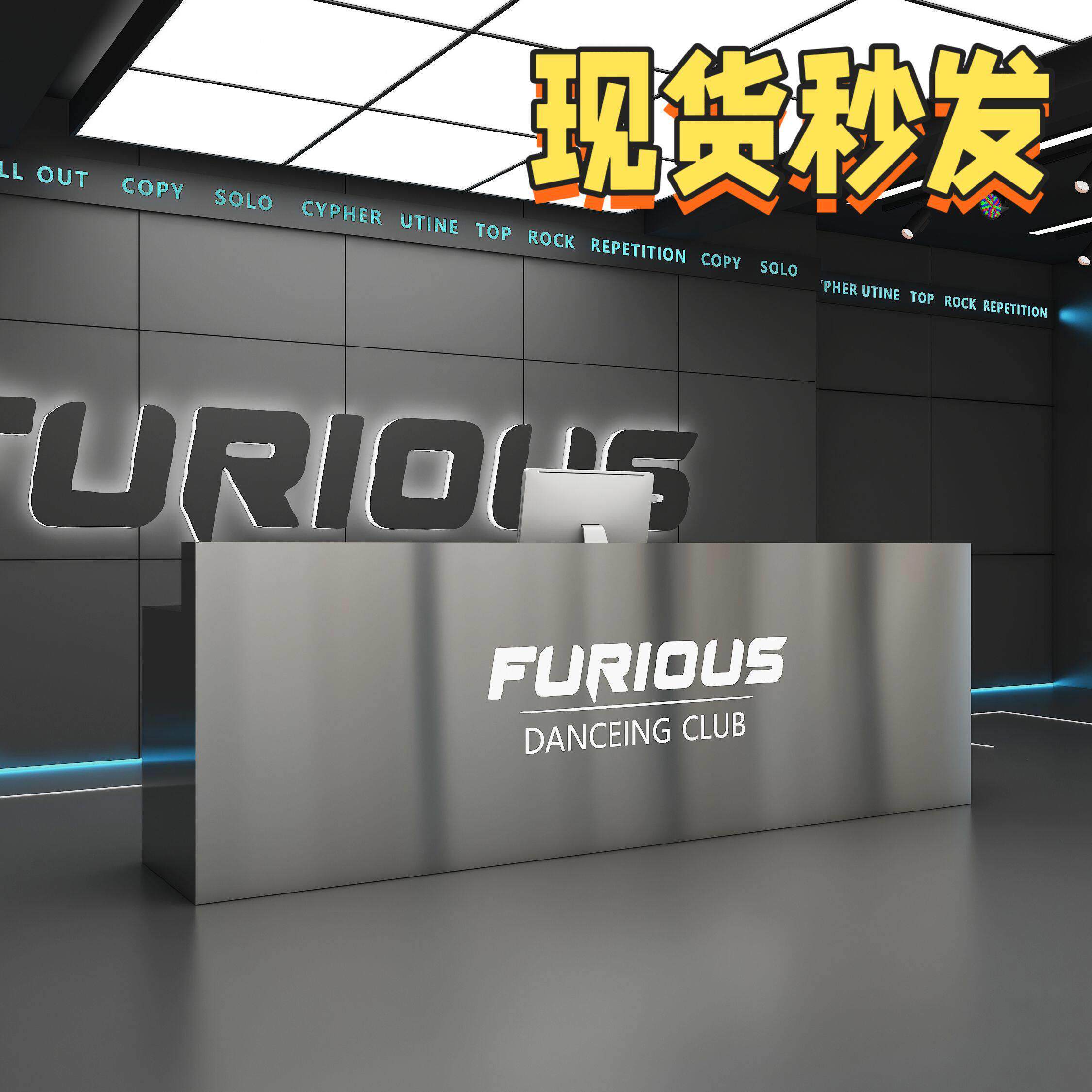 不锈钢吧台健身房舞蹈室L型前台理髲店女装店一体收银接待台定制