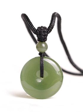 新中式天然和田玉平安扣吊坠高货平安扣真玉玉吊坠母亲节礼物