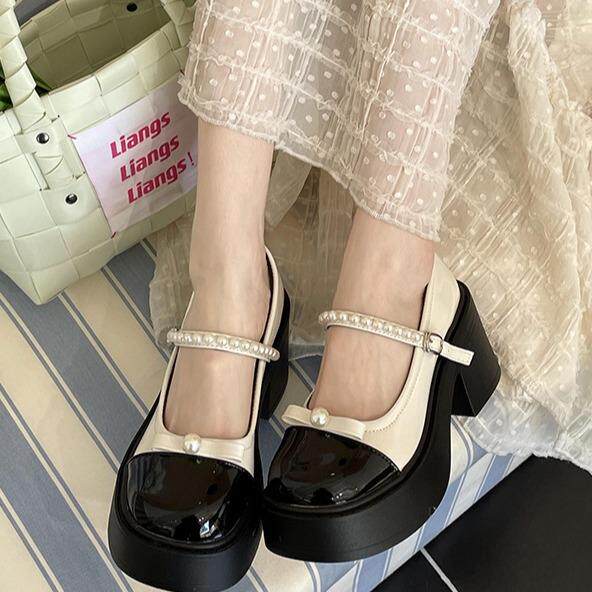 玛丽珍厚底粗跟单鞋女2026年新款夏季配裙子法式圆头小香风高跟鞋