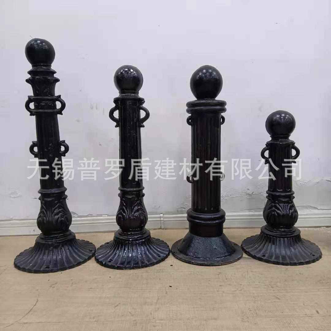 工地铸铁立柱景观隔离墩海边防护栏杆铸铁罗马立柱河道装饰铁链桩