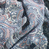 印花雪纺手工diy布料春夏 腰果花图案数码 印花面料 欧美风格