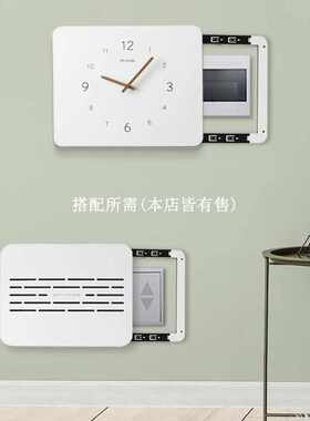 电表箱画装饰画带钟表竖款简约挂钟空开电闸配电箱遮挡时钟免打孔