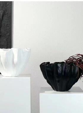 树脂黑色异形花器北欧轻奢创意家居客厅玄关办公室桌面装饰品摆件
