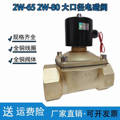 全铜大口径电磁阀220V24V水阀气阀2.5寸 2W650-65 2W800-80 3寸