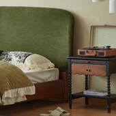 F101柜古美式 红橡实 复古床头家用客发厅边几沙复角几法式 法式