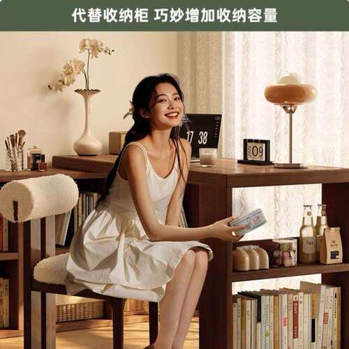 实木转角书桌书柜一体桌子卧室家用学生梳妆台L型拐角电脑桌办公