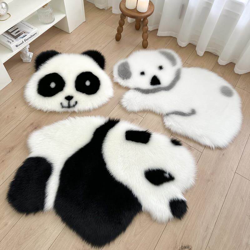 长毛绒现代简约卡通熊猫地毯儿童卧室床边书房可水洗考拉地垫玄关
